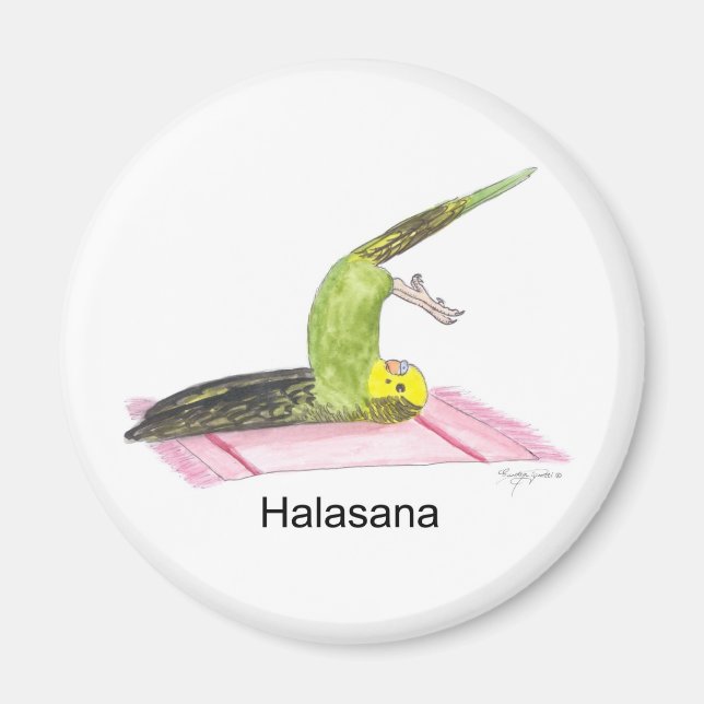 Parakeet Yoga, Plough Pose (with text) Magnet (Front)