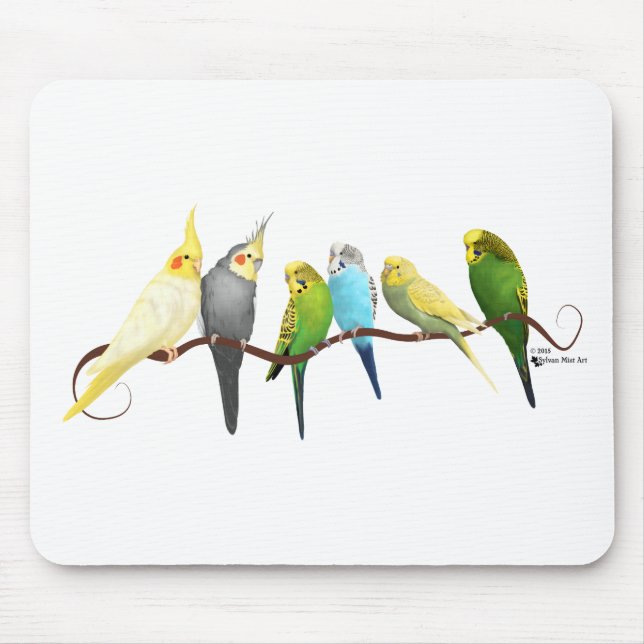 Parakeets & Cockatiels! Mouse Mat (Front)