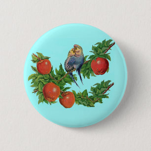 parakeets in love 6 cm round badge