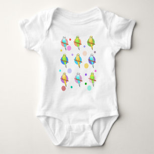 Parakeets & Polka Dots Pattern Baby Bodysuit