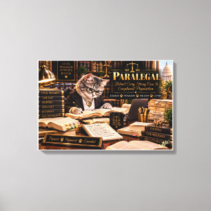 Paralegal Behind Every Strong Case Funny Cat Canva Canvas Print