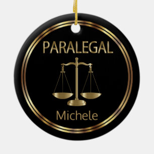 Paralegal ⚖ - Black and Gold Ceramic Tree Decoration