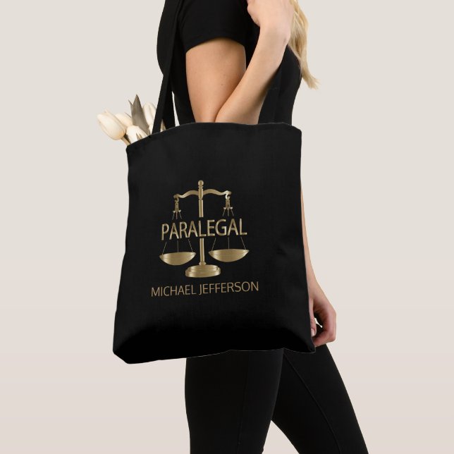 Paralegal - Black and Gold Tote Bag (Close Up)