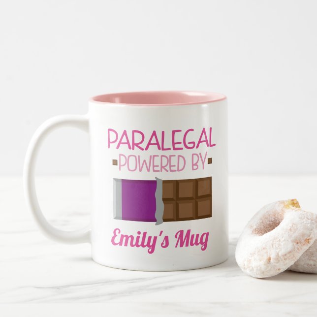 Paralegal Funny Personalised Gift Two-Tone Coffee Mug (With Donut)
