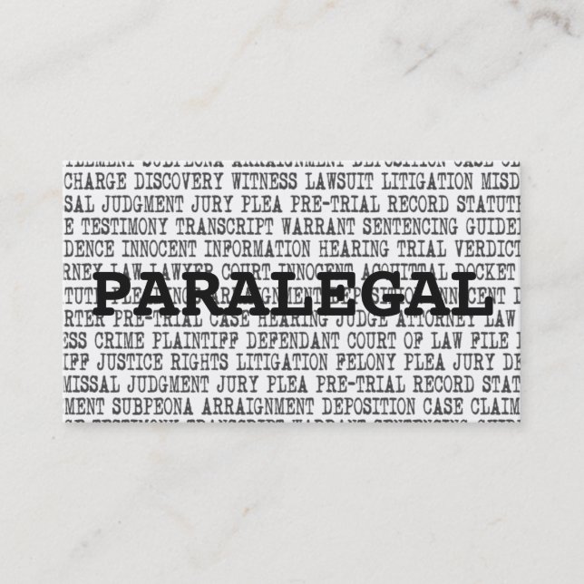 Paralegal Legal Words Business Card (Front)