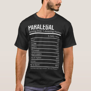 paralegal Nutritional Values  Nutrition Facts T-Shirt