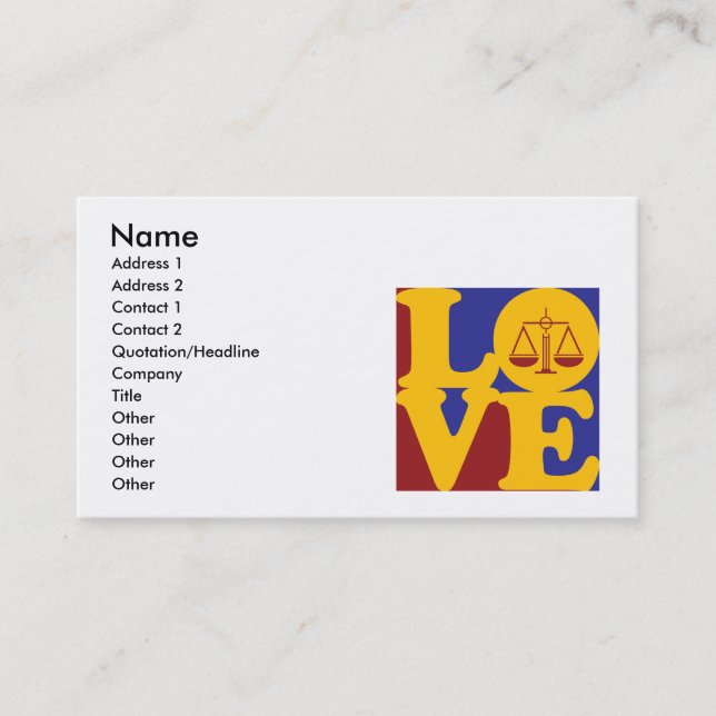 Paralegal Work Love Business Card (Front)