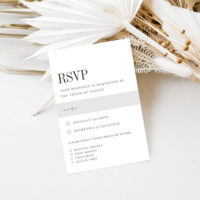 Parallel | Modern Black & White Meal Choice RSVP Card (Creator Uploaded)