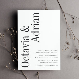 Parallel   Modern Black & White Typography Wedding Invitation