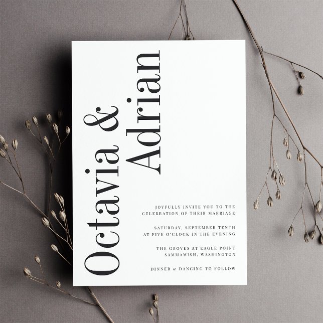 Parallel | Modern Black & White Typography Wedding Invitation (Creator Uploaded)