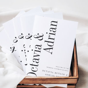 Parallel   Modern Black & White Wedding Programme