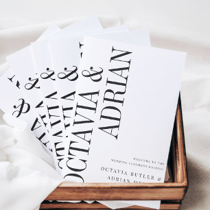 Parallel   Modern Black & White Wedding Programme