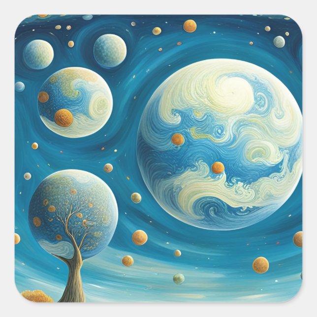 Parallel universes square sticker (Front)