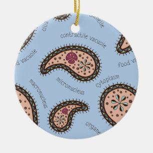 Paramecia Paisley Biology Science Blue Ceramic Tree Decoration