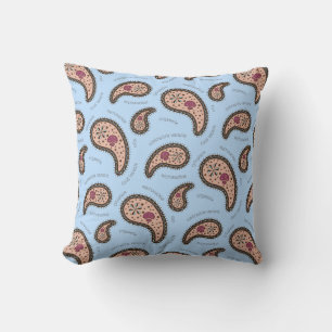 Paramecia Paisley Biology Science Blue Cushion