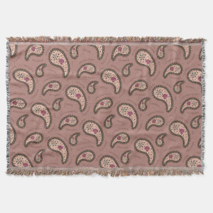 Paramecia Paisley Biology Science Mocha Throw Blanket