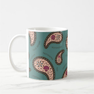 Paramecia Paisley Biology Science Teal Coffee Mug