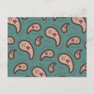 Paramecia Paisley Biology Science Teal Postcard