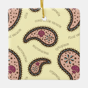 Paramecia Paisley Biology Science Yellow Ceramic Ornament