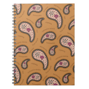 Paramecia Paisley Customisable Biology Latte Brown Notebook