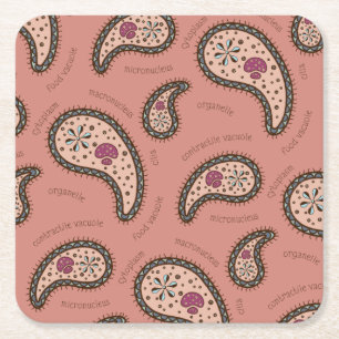 Paramecia Paisley Customisable Biology Mauve Square Paper Coaster