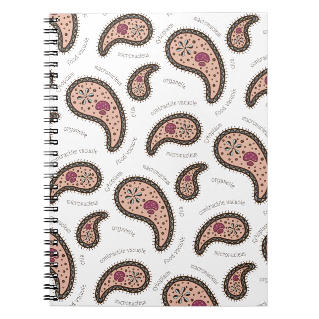 Paramecia Paisley Customisable Biology White Notebook (Front)