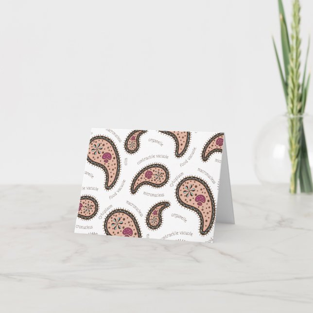 Paramecia Paisley Personalizable Biology White Thank You Card (Front)