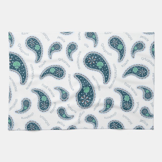 Paramecia Paisley Protozoan Biology Cute Science Tea Towel (Horizontal)
