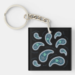 Paramecia Paisley Protozoan Biology Science Black Key Ring