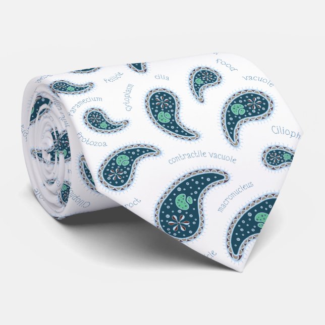 Paramecia Paisley Protozoan Biology Science Tie (Rolled)