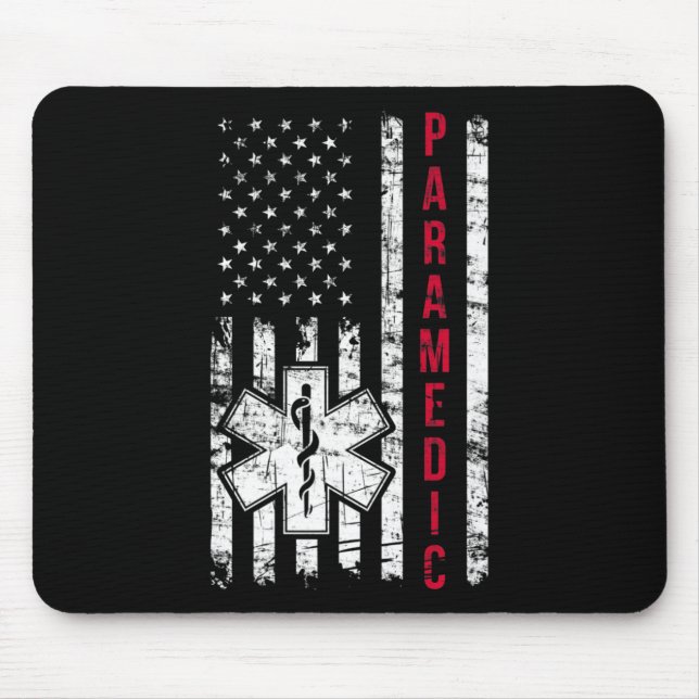 Paramedic American Flag Independence Day Emt Ems U Mouse Mat (Front)