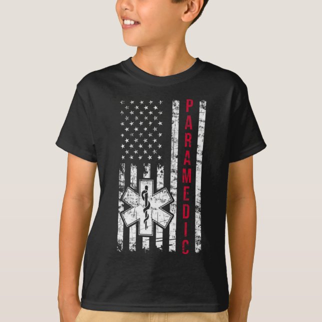 Paramedic American Flag Independence Day Emt Ems U T-Shirt (Front)
