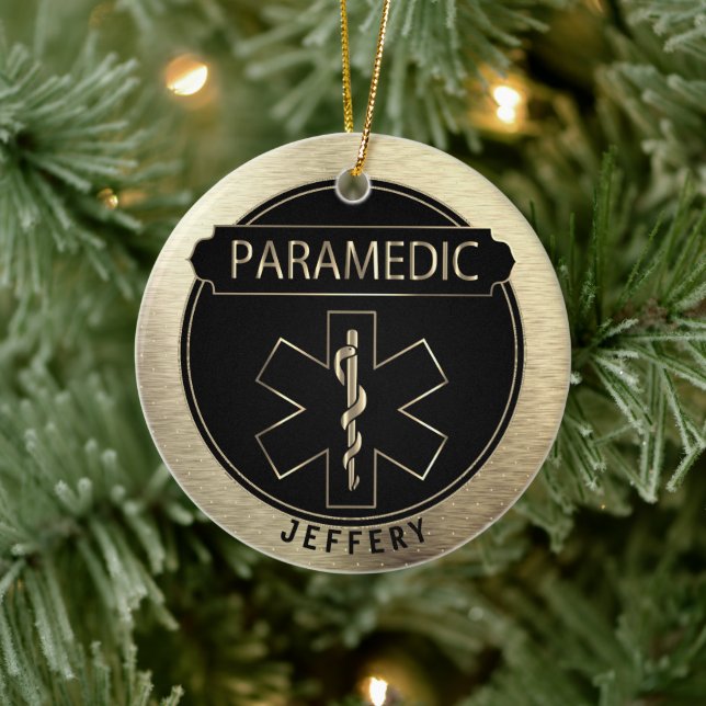 Paramedic 🚑 - Black and Gold Ceramic Tree Decoration (Tree)