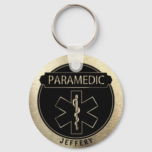 Paramedic 🚑 - Black and Gold Key Ring (Front)