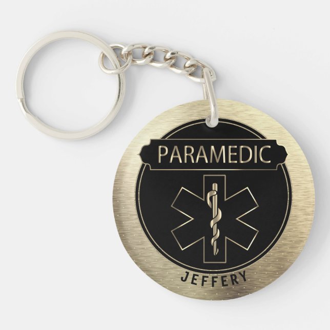 Paramedic 🚑 - Black and Gold  Key Ring (Front)