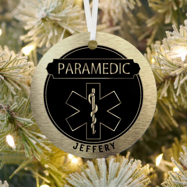 Paramedic 🚑 - Black and Gold  Metal Tree Decoration (Insitu)