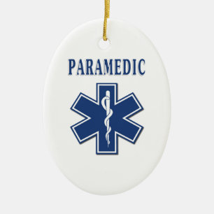 Paramedic Blue Star of Life Ceramic Tree Decoration