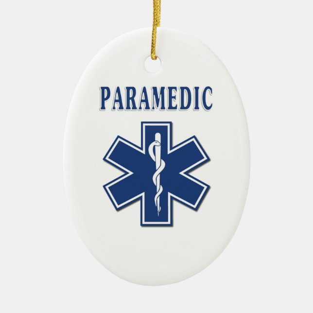 Paramedic Blue Star of Life Ceramic Tree Decoration (Front)