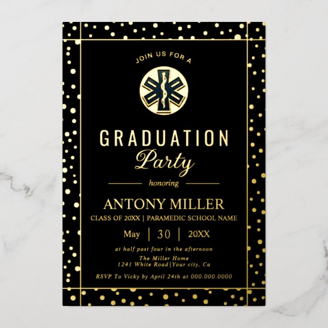 Paramedic Class Of 2026 gold confetti graduation (Front)