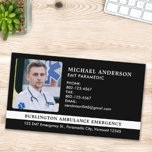 Paramedic Custom EMS EMT Emergency Ambulance Photo Business Card