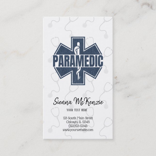 Paramedic Denim texture Business Card (Front)