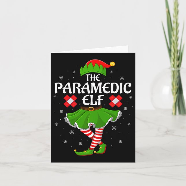 Paramedic Elf Christmas Family Girls Women Elf Squ Card (Front)