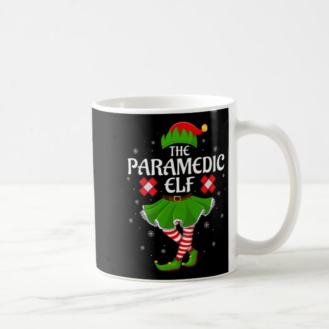 Paramedic Elf Christmas Family Girls Women Elf Squ Coffee Mug (Right)