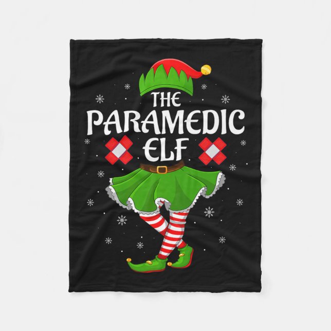 Paramedic Elf Christmas Family Girls Women Elf Squ Fleece Blanket (Front)