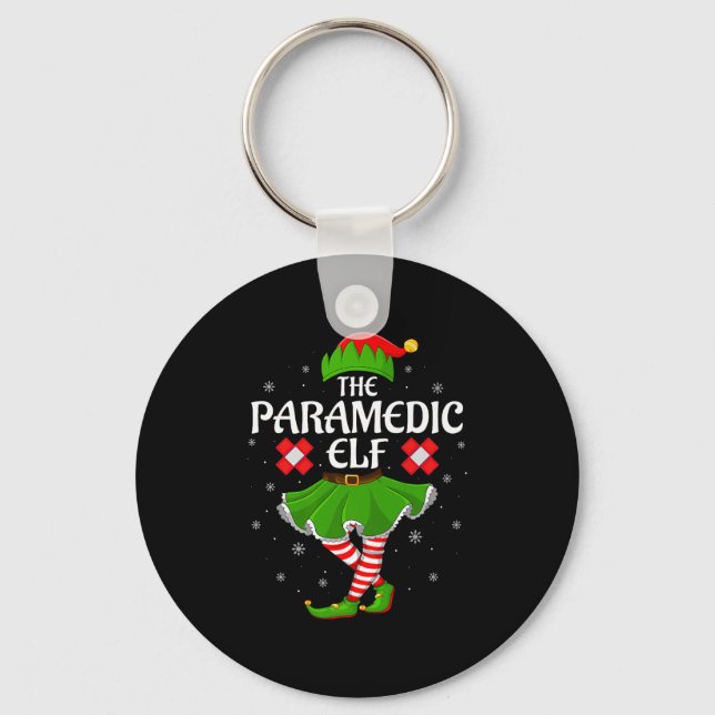 Paramedic Elf Christmas Family Girls Women Elf Squ Key Ring (Front)