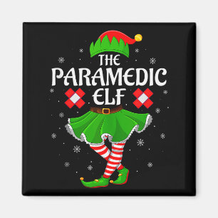 Paramedic Elf Christmas Family Girls Women Elf Squ Magnet