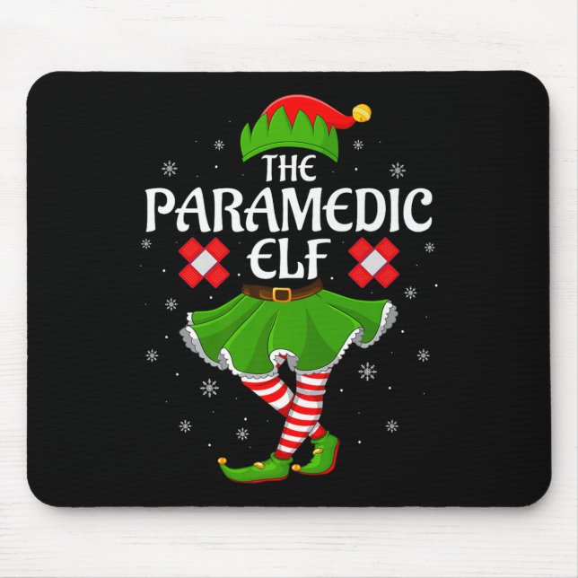 Paramedic Elf Christmas Family Girls Women Elf Squ Mouse Mat (Front)