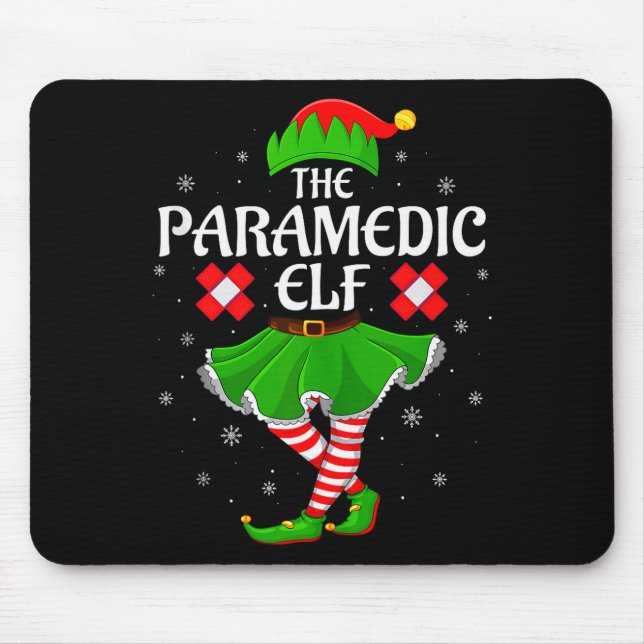 Paramedic Elf Christmas Family Girls Women Elf Squ Mouse Mat (Front)