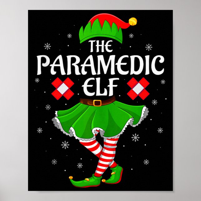 Paramedic Elf Christmas Family Girls Women Elf Squ Poster (Front)