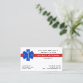 Paramedic EMS EMT Emergency Medical Star Of Life Business Card (Standing Front)